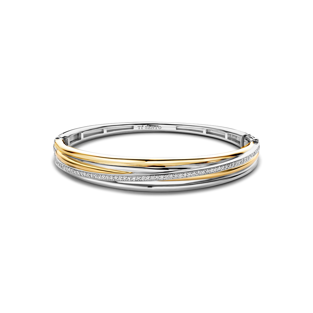 Zirconia Crossover Bangle Bicolor – TI SENTO