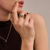 Black Zirconia Crossover Ring - M model