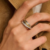 Tricolor Zirconia Crossover Ring - M model
