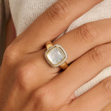 Zirconia Cushion Ring with pearl