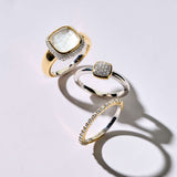 Zirconia Cushion Ring with pearl