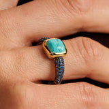 Turqoise Zirconia Cushion Ring
