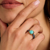 Turqoise Zirconia Cushion Ring
