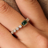 Baguette Tennis Ring Emerald Green