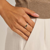 Baguette Tennis Ring Emerald Green