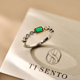 Baguette Tennis Ring Emerald Green