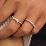 Zirconia Crossover Ring with stone