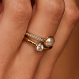 Double Zirconia Pearl Ring
