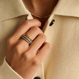 Structured Triple Band Zirconia Ring
