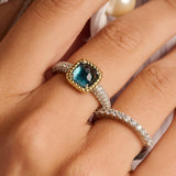 Blue Zirconia Cushion Ring