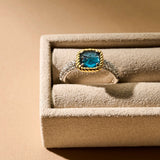 Blue Zirconia Cushion Ring