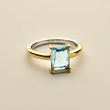 Rectangular Zirconia Ring Light Blue