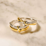 Contrast Knot Twisted Zirconia Ring