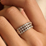 Layered Round Zirconia Ring Silver