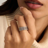 Layered Round Zirconia Ring Silver
