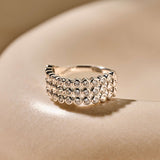 Layered Round Zirconia Ring Silver