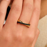 Black Zirconia Crossover Ring - XS model