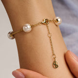 Pearl Charm Bracelet Gold Vermeil