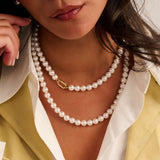 Long Pearl Necklace with chain 90cm