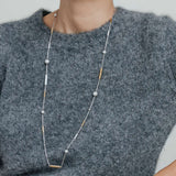 Structure Pearl Charm Necklace