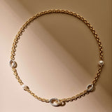 Connected Zirconia Pearl Necklace