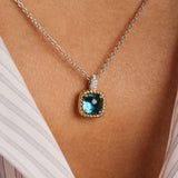 Blue Zirconia Cushion Necklace