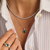 Blue Zirconia Cushion Necklace