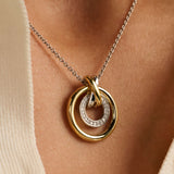 Contrast Crossover Circle Necklace