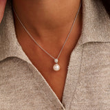 Round Zirconia Pearl Necklace