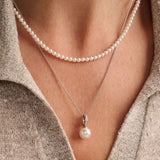 Necklace with Zirconia Pearl pendant 8mm
