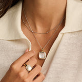 Zirconia Cushion Pearl Necklace with pendant