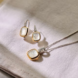 Zirconia Cushion Pearl Necklace with pendant