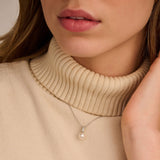 Necklace with Zirconia Pearl pendant 8mm