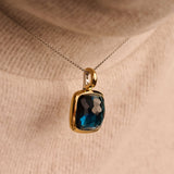 Blue Cushion Necklace with pendant