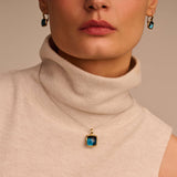 Blue Cushion Necklace with pendant