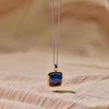 Blue Cushion Necklace with pendant