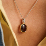 Smokey Brown Cushion Necklace with pendant