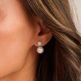 Round Zirconia Pearl Earrings