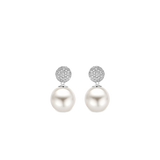 Round Zirconia Pearl Earrings
