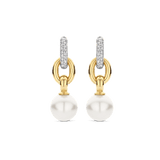 Connected Zirconia Pearl Earrings