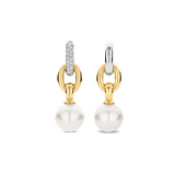 Connected Zirconia Pearl Earrings