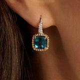 Blue Zirconia Cushion Hoops