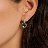 Blue Zirconia Cushion Hoops