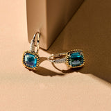 Blue Zirconia Cushion Hoops