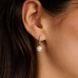 Zirconia Pearl Hoops Silver