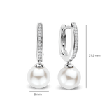 Zirconia Pearl Hoops Silver