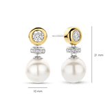 Round Zirconia Pearl Earrings Gold Vermeil