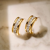 Triple Band Zirconia Hoops Gold Vermeil