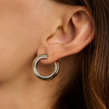 Round Gold Vermeil Cubic Zirconia Hoops