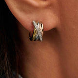 Tricolor Zirconia Crossover Hoops